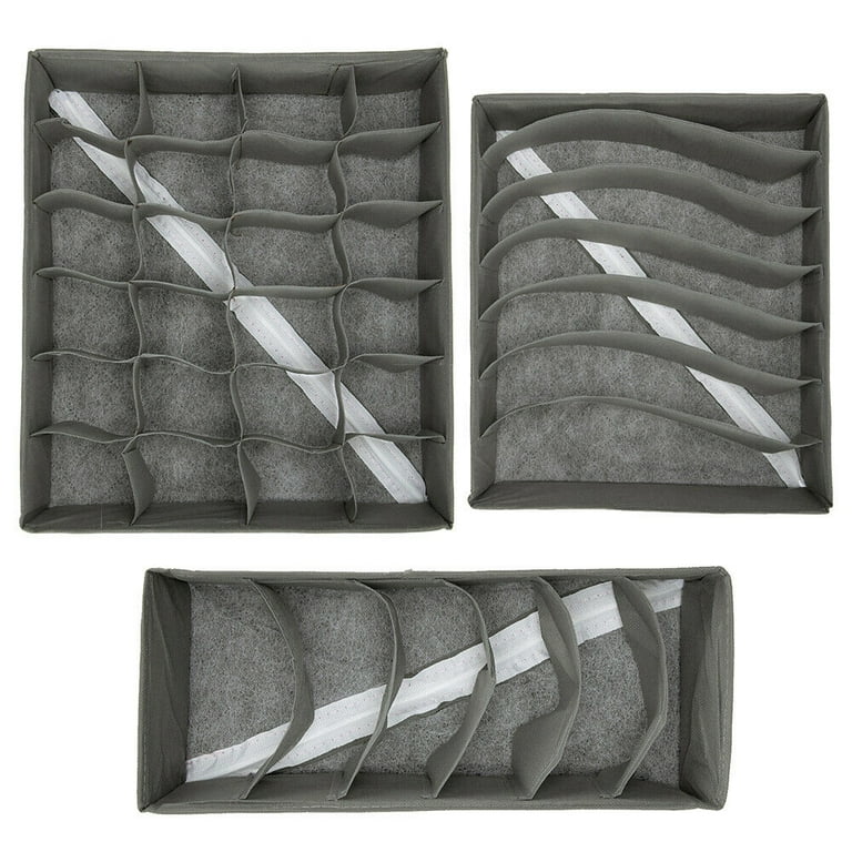 Drawer Folding 30 Compartment Removable Tie Necktie Socks Organizer Storage  Box - Gray - 13.4 x 12.6 x 4(L*W*H) - Bed Bath & Beyond - 17591788
