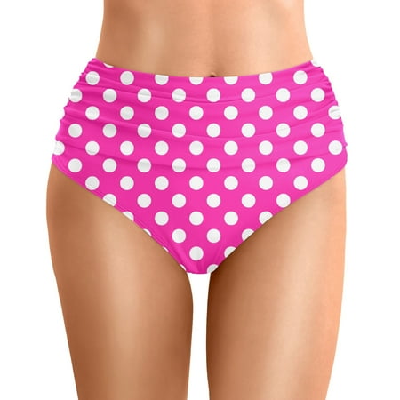 CAIVO Women Swimwear High Waist Bikini Bottoms Swim Briefs Beach Shorts Ruched Bottom High Cut Swim Bottom Full Coverage Swimbottom Cute Beach Vacation Summer Swim Wear