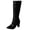 Black, variant on Brown Womens Chunky Heel Knee High Boots Thick Sole Round Toe Side Zipper Casual Winter Warm Long Booties