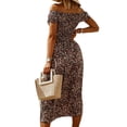 thumbnail image 3 of Uhndy Floral Beach Sun Dress for Women Boho Long Maxi Dress Cold Shoulder Flowy Casual Shirt Dress, 3 of 3