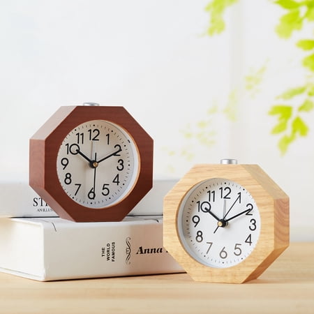HONMEET Beech Wood Alarm Clock with Night Light, Precision Quartz Movement, Design for Accurate Timekeeping