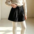 thumbnail image 6 of Trikvn Girls Dressy Wool Blend Shorts High Elastic Waist Pleated Front Fall Winter Warm Uniform Shorts with Pockets, 6 of 8