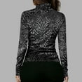 thumbnail image 5 of Roncen Womens Slim Fit Velvet Burnout Top Cowl Neck Long Sleeve See Through Shirt Blouses Tops, 5 of 8