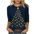 thumbnail image 2 of LEKWK Funny Christmas Tops for Women Xmas Tree Crew Neck 3/4 Sleeve Tshirts Womens Holiday Shirts Funny Christmas Women Graphic T Shirt, 2 of 5