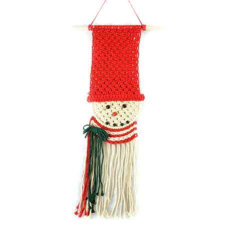 30 Snowman Macrame With Red Hat And Beads Wall Hanging Walmart Com