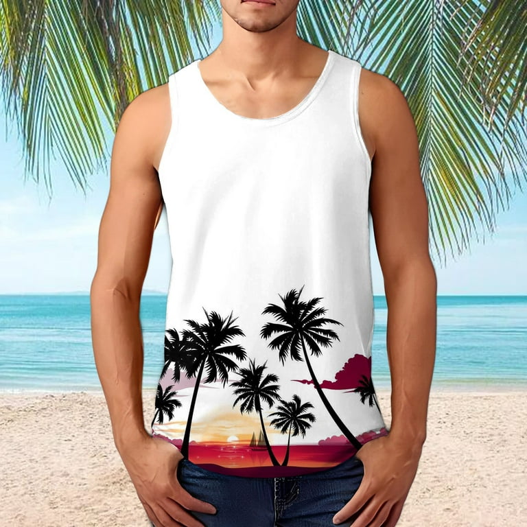 Men Summer Fashion Tank Top Casual Loose Sports Beach Seaside