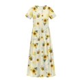 thumbnail image 6 of Uourmeti Girl's Short Sleeve Cartoon Bee Sunflower Print Crew Neck Loose Casual Long Maxi Dress with Pockets Toddler Girls Sundress Clothes, Size 11-12 Years, 6 of 7