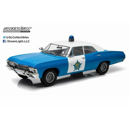 1967 Chevy Biscayne - 1967 Chevy Biscayne City of Chicago Police Department, Blue with White Roof - Greenlight 19009 - 1/18 Scale Diecast Model Toy Car