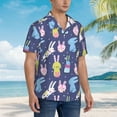 thumbnail image 5 of Fotbe Cartoon Rabbit Hawaiian Shirt for Men Unisex Summer Beach Casual Short Sleeve Cotton Linen Button Down Shirts-Large, 5 of 9