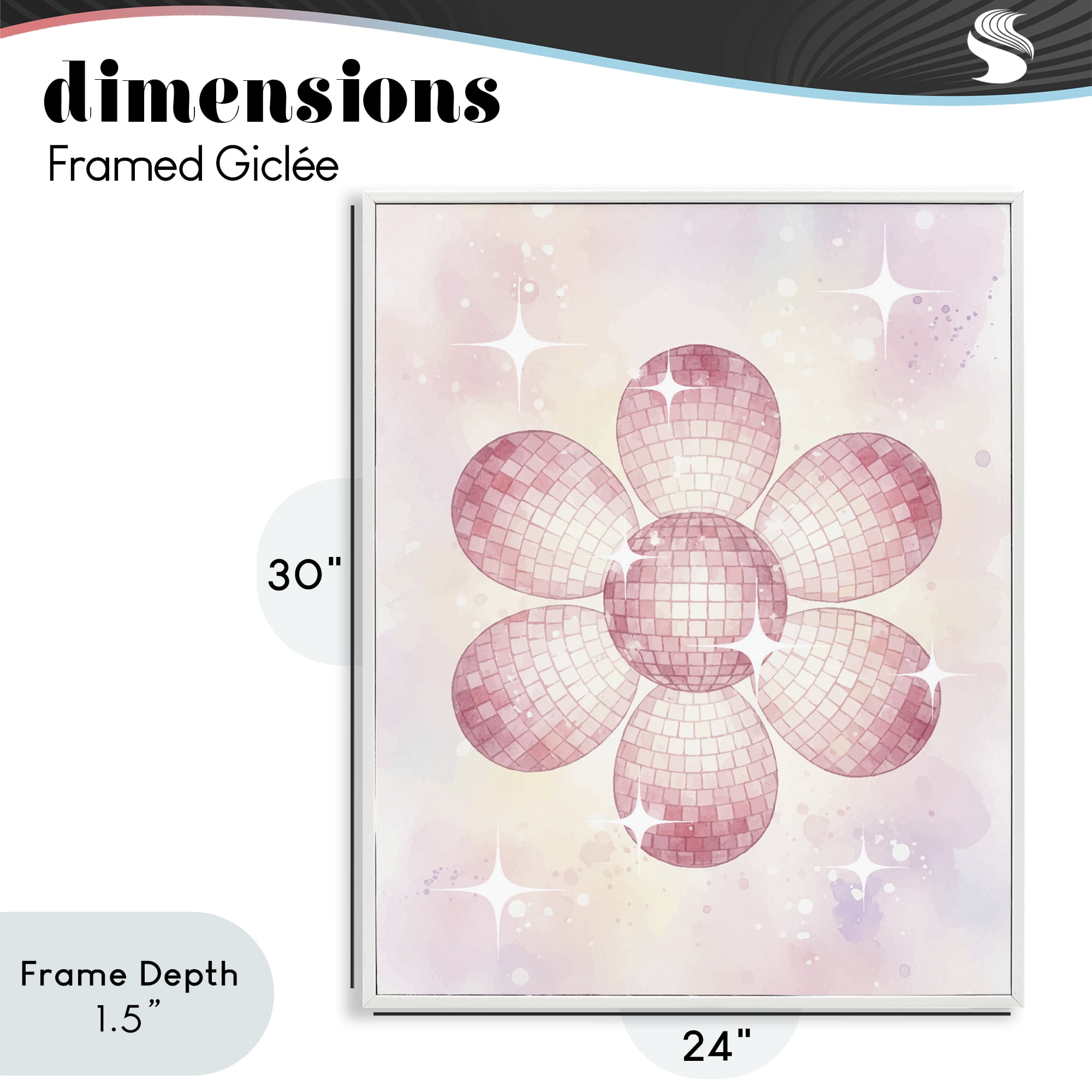 Stupell Industries Dreamy Pink Disco Ball Flower White Framed Giclee Art, design by Lil' Rue