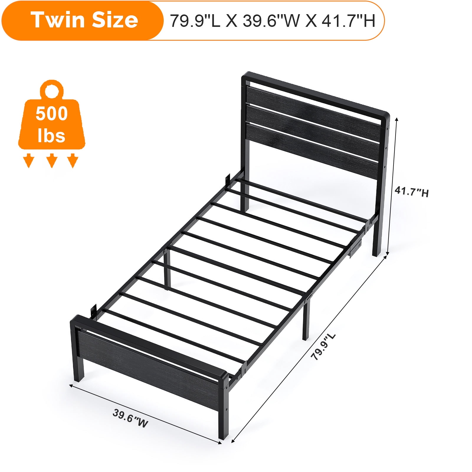 Ktaxon Twin Size Bed Frame with LED Headboard & Footboard, Metal Platform Bed with Charging Station, Black