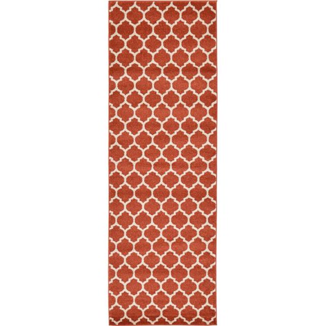 Unique Loom 3128571 2 ft. 7 in. x 8 ft. Philadelphia Trellis Runner Rug, Terracotta