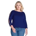 thumbnail image 3 of Plus Size Cold Shoulder Grommet Detail Top, 3 of 7