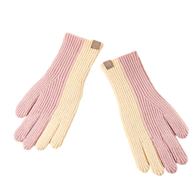1 par de guantes cálidos de punto para mujer con costuras de colores para otoño e invierno, guantes de lana antifrío con pantalla táctil y dedos abiertos 720