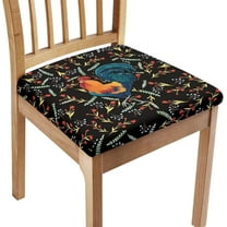 Rooster Flower Square Chair Cushion Cover for Dining Office Stain Resistant Chair Seat Slipcover Home Chair Accessories Stylish Upholstered Chair Seat Covers