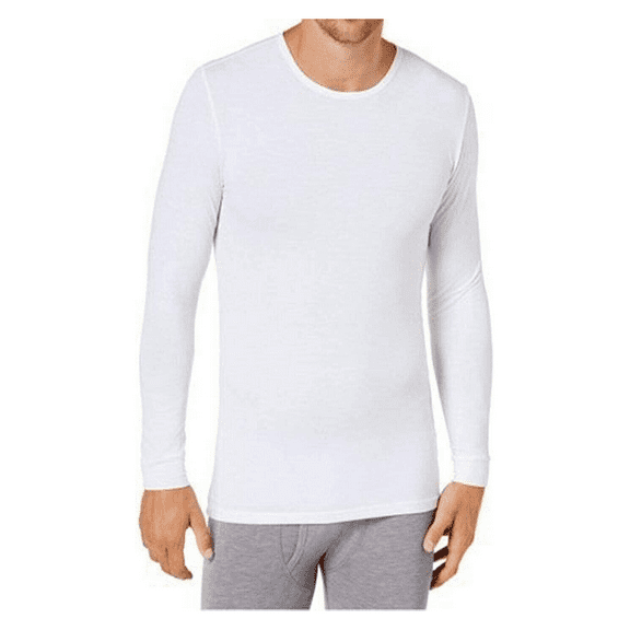 32 Degrees Men's Heat Plus Long Sleeve Crew Neck Shirt, White - L.