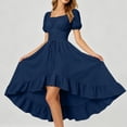 thumbnail image 5 of GZMOALH Women's Renaissance Square Neck High Low Dress with Puff Sleeves and Ruched Bodice, 5 of 7