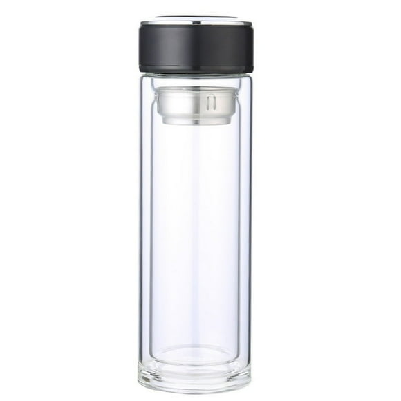 ‘s Kitchen 320ML High-Borosilicate Glass Water Bottle with Filter Double Layer Heat Resistant Tea Coffee Bottle
