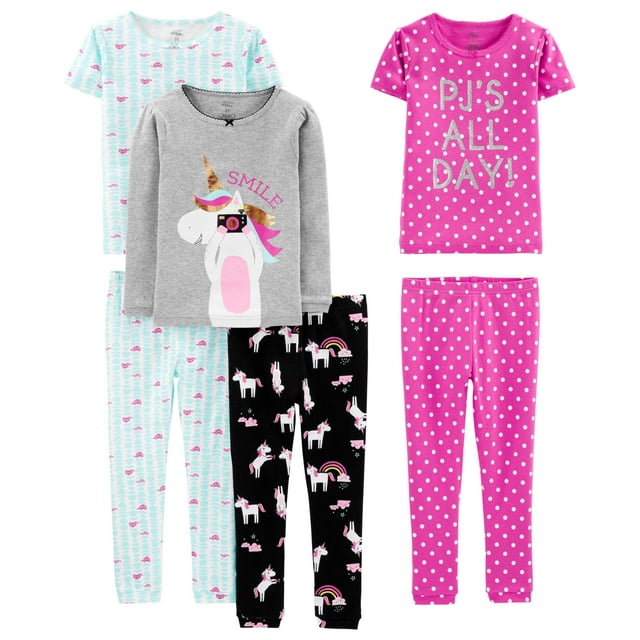 Conjunto de pijama Simple Joys de Carter's Girls, 6 piezas, 100% algodón