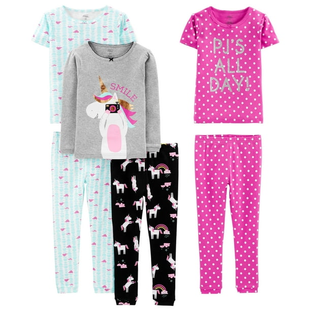 Conjunto de pijama Simple Joys de Carter's Girls, 6 piezas, 100% algodón