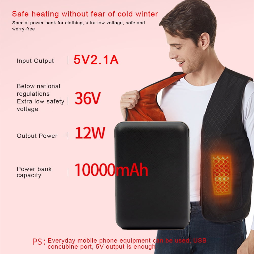 SQLEA 5V 2.1A 10000mAh Power Bank Dual USB Power Bank Charger for Heated Jacket Heated Vest and Heated Pants
