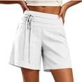 thumbnail image 4 of GERsome Shorts for Women Wide Leg Side Lace-Up Waist Summer Vacation Lounge Shorts with Pockets White Size S, 4 of 8