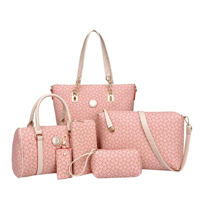 6 piezas de bolsos Set Totes Satchels Bag Bolsos de hombro Key Rosado Zulema Bolsos de hombro Cartera de embrague