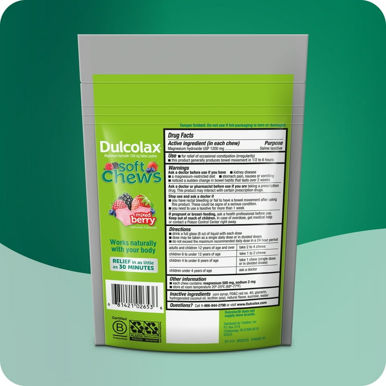 Dulcolax Saline Laxative Soft Chews, Fast-Acting Laxative, Gentle