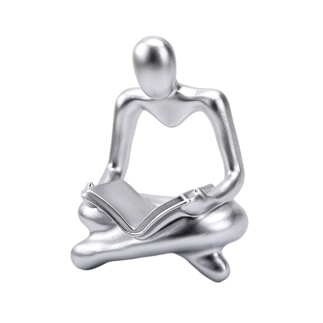 GUOOL Creative Abstract Thinker Statue Figurine Collectable Decorative Resin Sculpture Argent