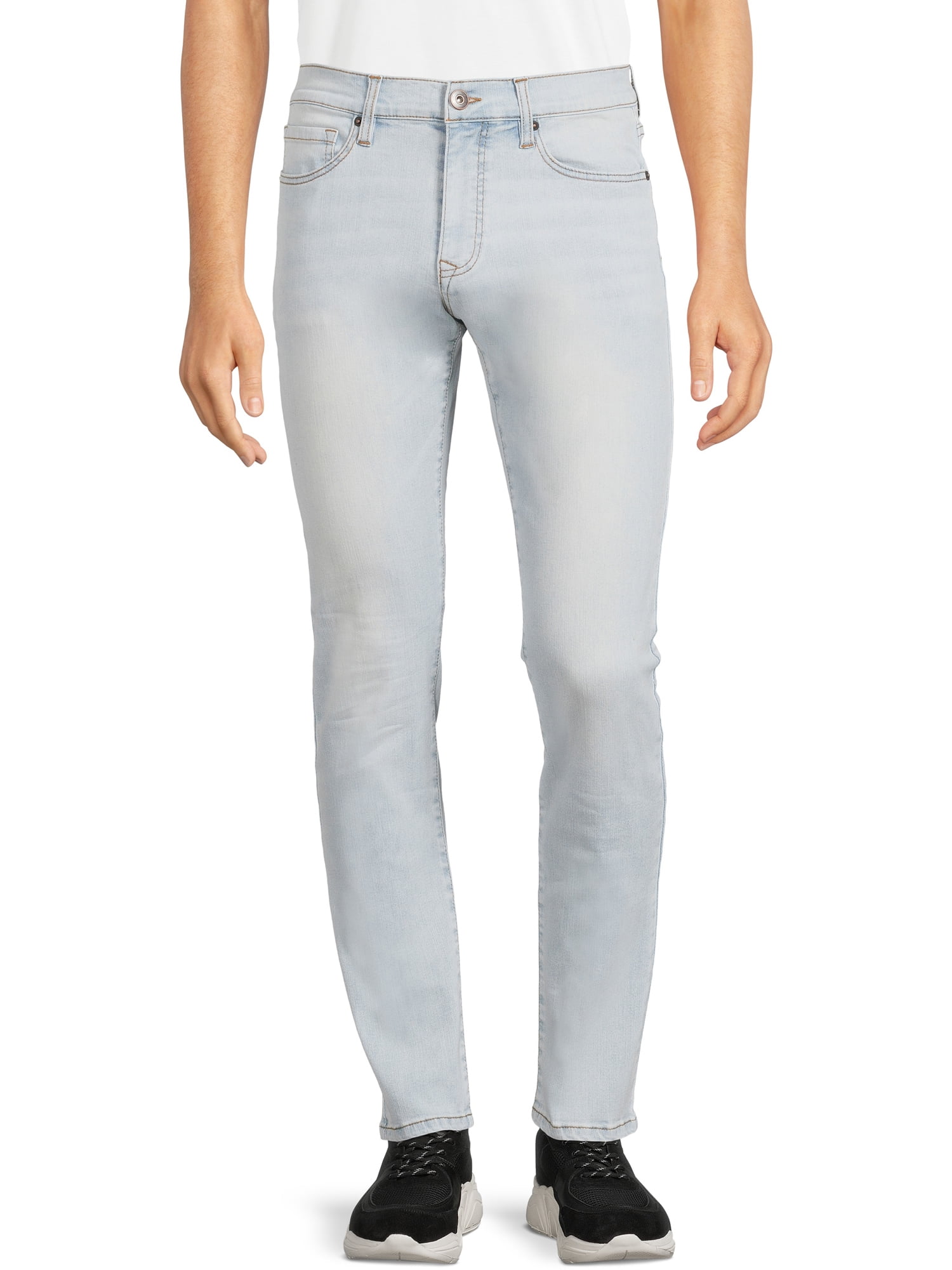 New Mens Jeans Slim Fit Distressed Rip & Plain Regular Pants Denim Jean 30-36" 