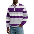 thumbnail image 2 of FRSASU Mens Waffle Knited Polo Shirts Striped Dressy thermal Basic Button Collar Long Sleeve Sweater Purple, 2 of 5