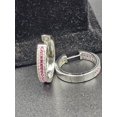 thumbnail image 6 of OM Jewels 14K White Gold Plated Round Cut Lab Created Pink Ruby Delicate Hoop Women Earrings, 6 of 6