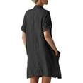 thumbnail image 3 of utcoco Womens Cotton Linen Button Down Shirt Dress, 3 of 5