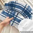 thumbnail image 4 of Twin Sze Fitted Sheet Set - Blue Plaid 2 Piece Bedding Sets 16" Deep Pocket Fitted Sheet with 1 Pillowcase, Gingham Check Minimalist Modern Grid Farmhouse Brushed Microfiber Hotel Luxury Bed Sheets, 4 of 9