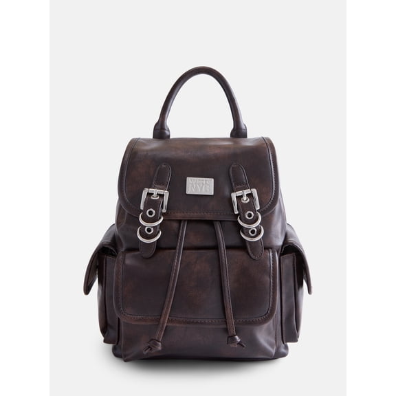 Madden NYC Women's Buckle Flap Backpack, Brown
