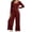 *Wine, variant on VBVC Women's Square Neck Wide Leg Jumpsuit , Long Sleeve Zipped Romper For Women , Ladies' Elastic Waist One Piece Outfit with Pockets, Wine , S-2XL