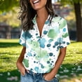 thumbnail image 6 of BRGZLK Women's Sleeved Shirt Fashion Casual Loose Short Print Button Down Business Casual Top Lightweight Summer V Neck Work Blouse, 6 of 6