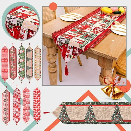 

WNG Christmas Pretty Table Runner for Christmas Dinner Party Washable Beautiful Design Table Cloth for Family Time