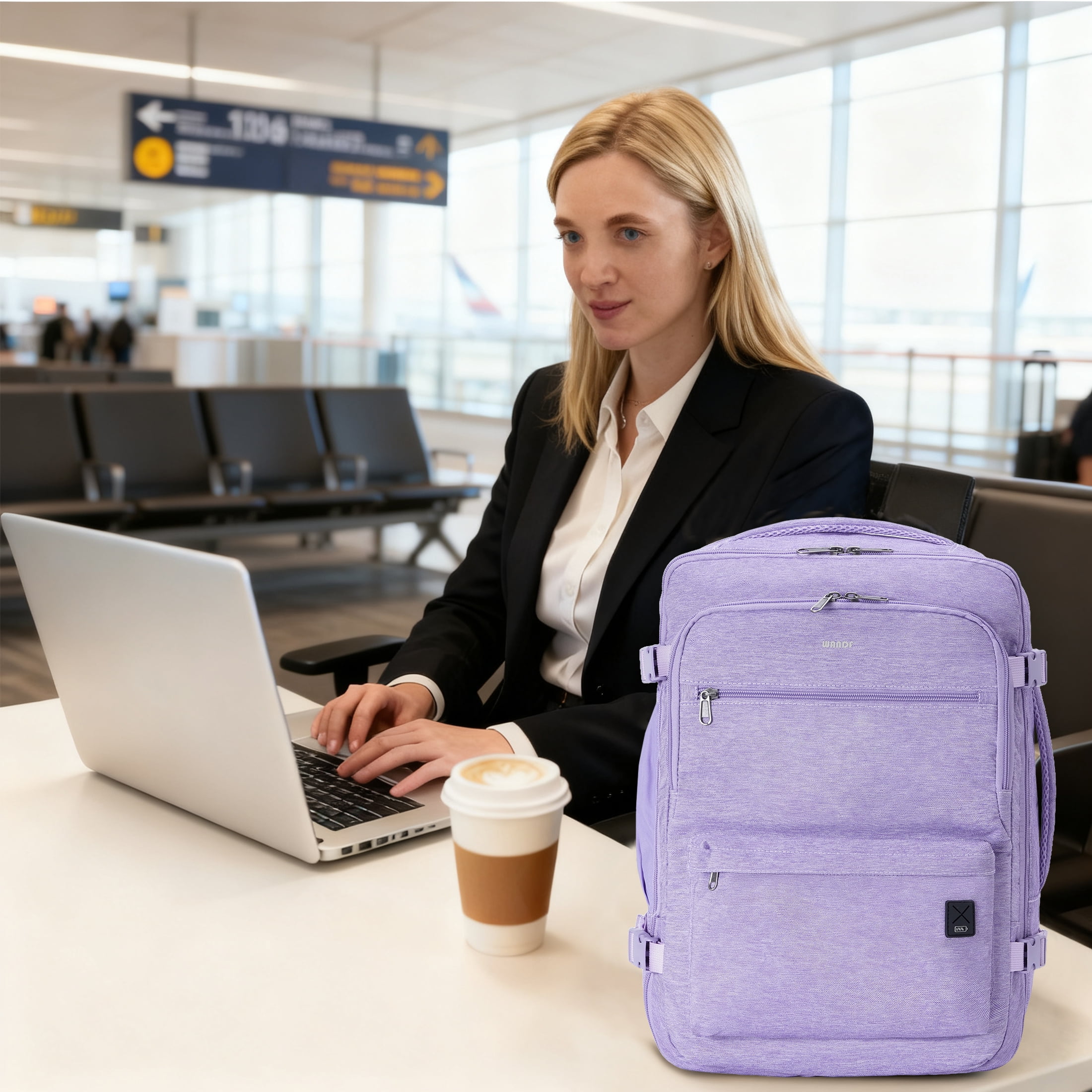 Business Travel Backpack Fits 17 Inch Laptop for Personal Item Bag 18x14x8 Clamshell Opening Carry on Laptop Backpack for Men with Wet Pocket, Purple