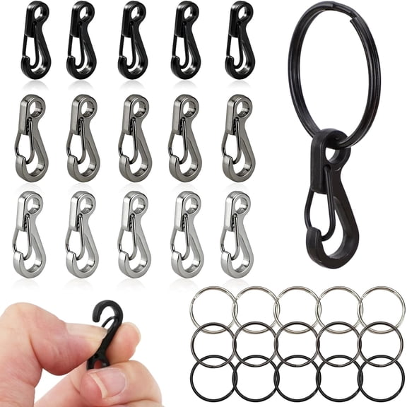 15 Sets Mini Carabiner Clip, Small Keychain Metal Key Chain Ring 1.77 in Spring Snap Hook, Key Holder Keyring Accessorie Micro Carabiners for Outdoor Hiking Fishing Camping Backpack