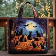 thumbnail image 2 of Halloween Patchwork Quilted Tote Bag Polyester Large Capacity Party Home Storage Handbag, 2 of 4