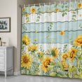 thumbnail image 5 of Summer Floral Shower Curtain, Watercolor Sunflower Eucalyptus Leaves Blue Wood Grain Waterproof Shower Curtain Set with 12 Hooks Lightweight Bath Curtains Fabric Bathroom Decor 48x72 Inches, 5 of 9