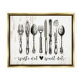 thumbnail image 3 of Stupell Industries Waste Not Want Not Silverware Drawing Metallic Gold Framed Floating Canvas Wall Art, 16x20, by Lettered and Lined, 3 of 5