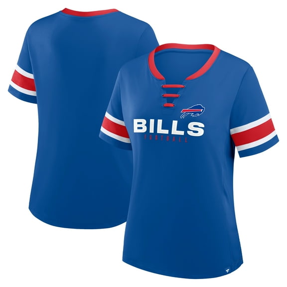 Women's Fanatics Royal Buffalo Bills Plus Size Red Zone Athena Lace-Up V-Notch Neck T-Shirt