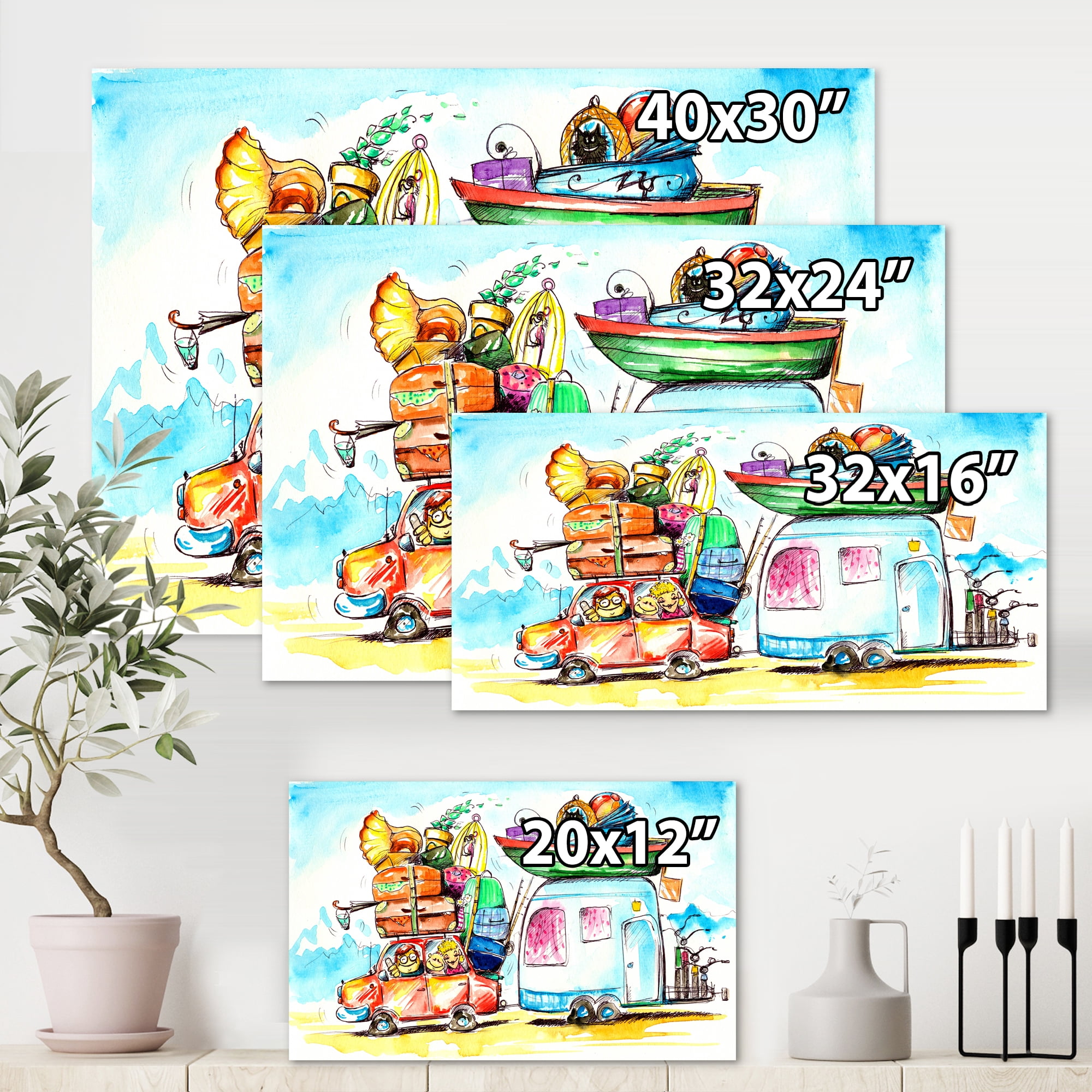 Diner Caravan キャンバスアート Designart Caravans Canvas Art Print 40x30 in - Walmart.com
