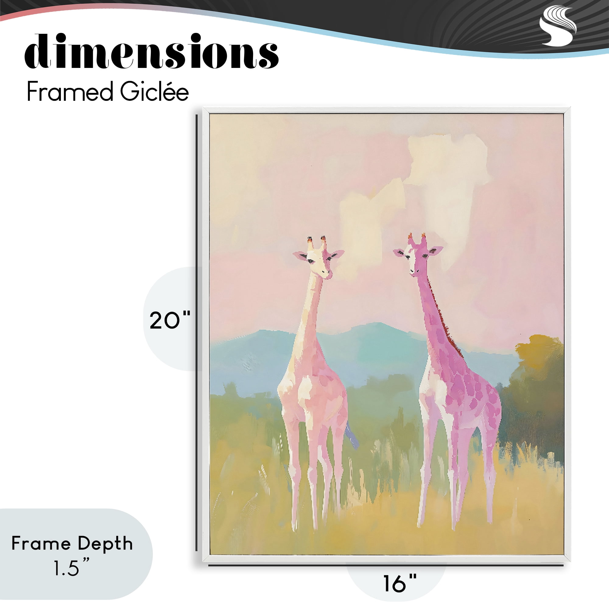 Stupell Industries Pink Giraffes on Savanna White Framed Giclee Art, design by The Prints Vibe