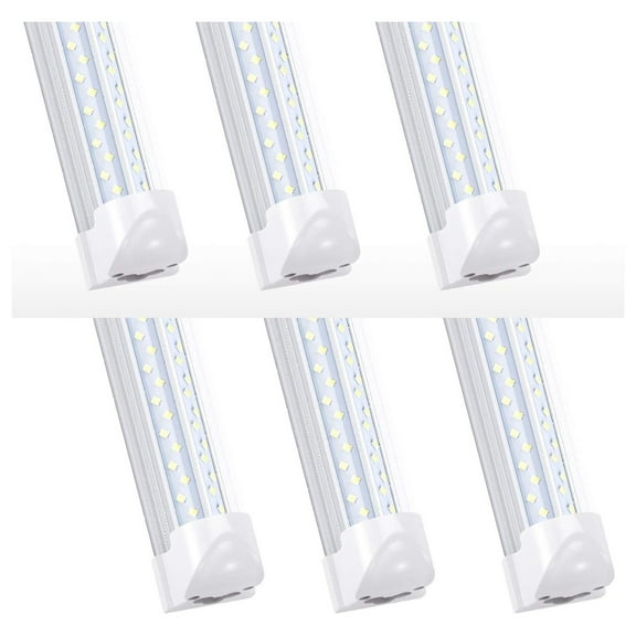 LED Light Fixture,120W 8FT Linkable Shop Light, T8, V-Shaped, Integrate 8 Foot Light Tube,14400LM,Clear Lens 6000K, Plug and Play,Fluorescent Lamp Replacements(6-Pack)