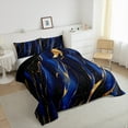 thumbnail image 2 of jejeloiu Abstract Fulid Stripe Bedding Comforter Set,Modern Marble Aesthetic Twin Comforter Sets,Gold Blue Bedding Set For Kids,Microfiber Bedroom Decor Reversible,2-Piece, 2 of 7
