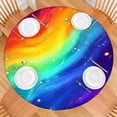 thumbnail image 2 of Rainbow Tie Dye Wave Pattern Round Fitted Tablecloth with Elastic Edge,Dining Table Cover Waterproof,Outdoor Round Tablecloth for Camping,Dining,Indoor and Outdoor, 2 of 7