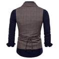 thumbnail image 2 of Chaleco de traje a cuadros cruzado de corte entallado para hombre, chaleco informal de negocios a la moda, 2 of 5
